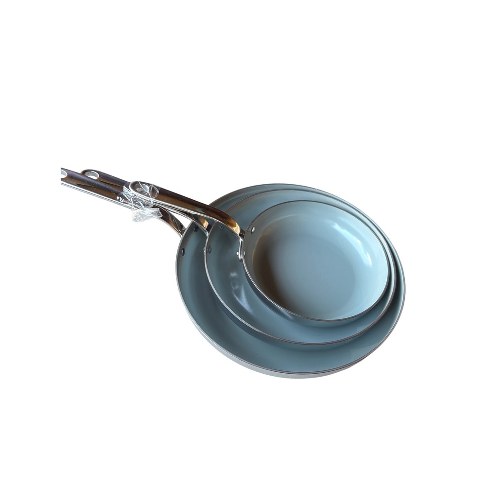 Tramontina Blue Tri-Ply Clad Ceramic Nonstick Fry Pan Set 3 Piece 8-12in